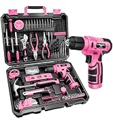 JENABOM Tool Set - 8V Cordless Drill Set, 127 Piece Home Tool Set With Hand Drill, Tool Kit for W...
