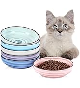 Selamica Ceramic Cat Food Bowl, 5.6 Inch Wide Shallow Cat Bowls/Dishes for Food and Water, Whiske...