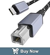 DCNETWORK USB B to USB C Printer Cable 6.6FT, Nylon USB B to C Cord for MacBook Pro/Air, MIDI Cab...