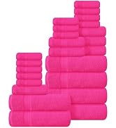 BOUTIQUO 24 Pack Cotton Towel Set, Contains 6 Bath Towels 27x54 inch, 6 Hand Towels 16x24 inch &amp; ...