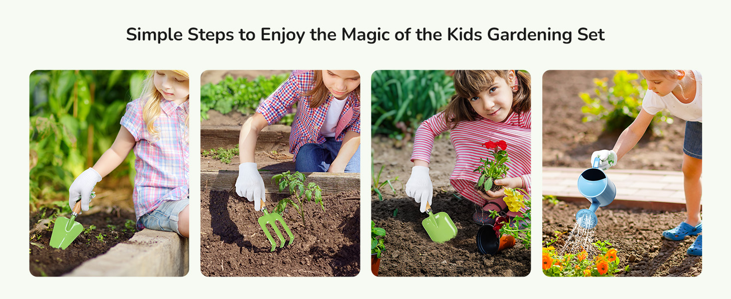 Plant your own flowers in a few easy steps with the kids garden tool set!