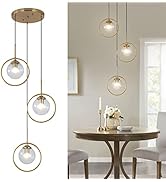 RIIGOOG 3 Light Pendant Lighting Modern Glass Pendant Lighting Fixture Adjustable Hanging Pendant...
