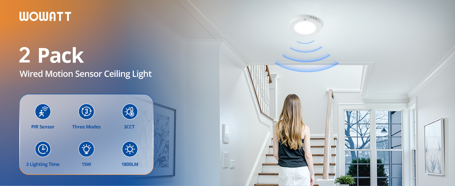 Motion Sensor Ceiling Light Wired