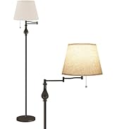 Vintage Floor Lamp with 350°Adjustable Swing Arm, 61” Mid-Century Modern Floor Lamp, Standing Pol...