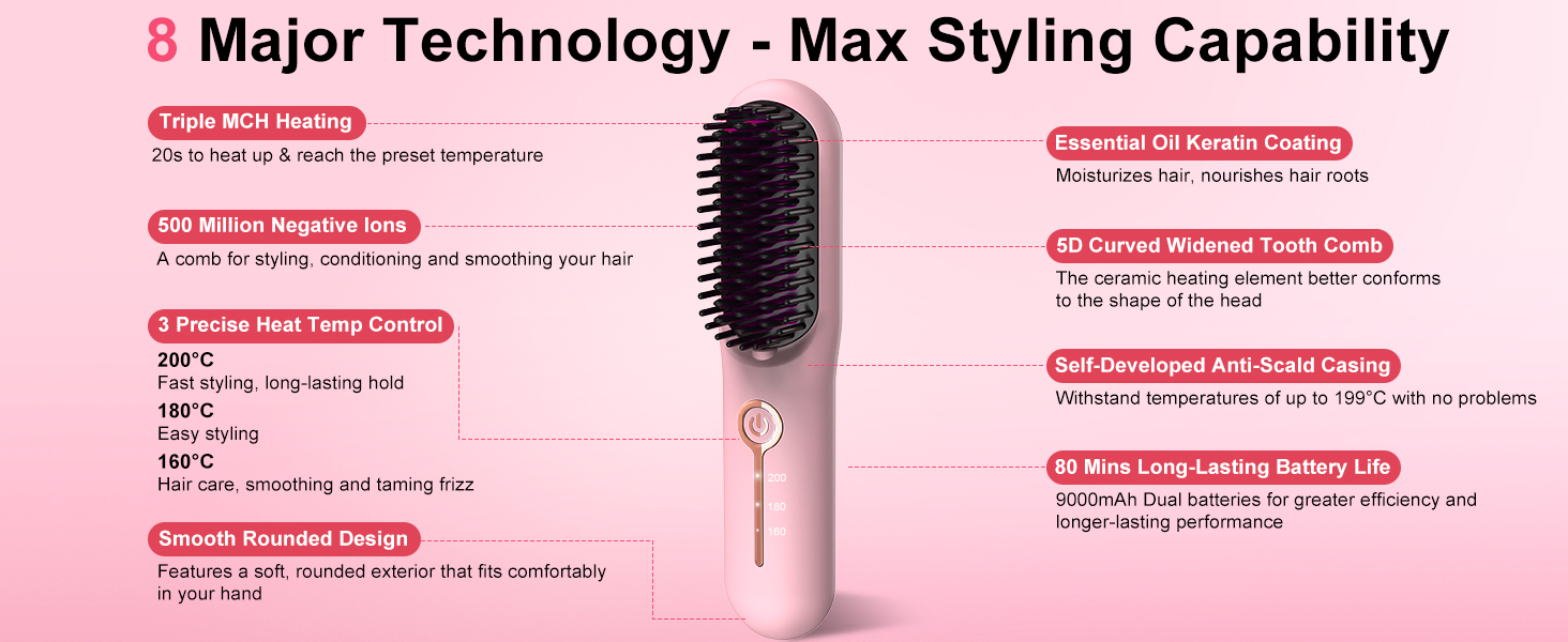 portable hair straightener brush