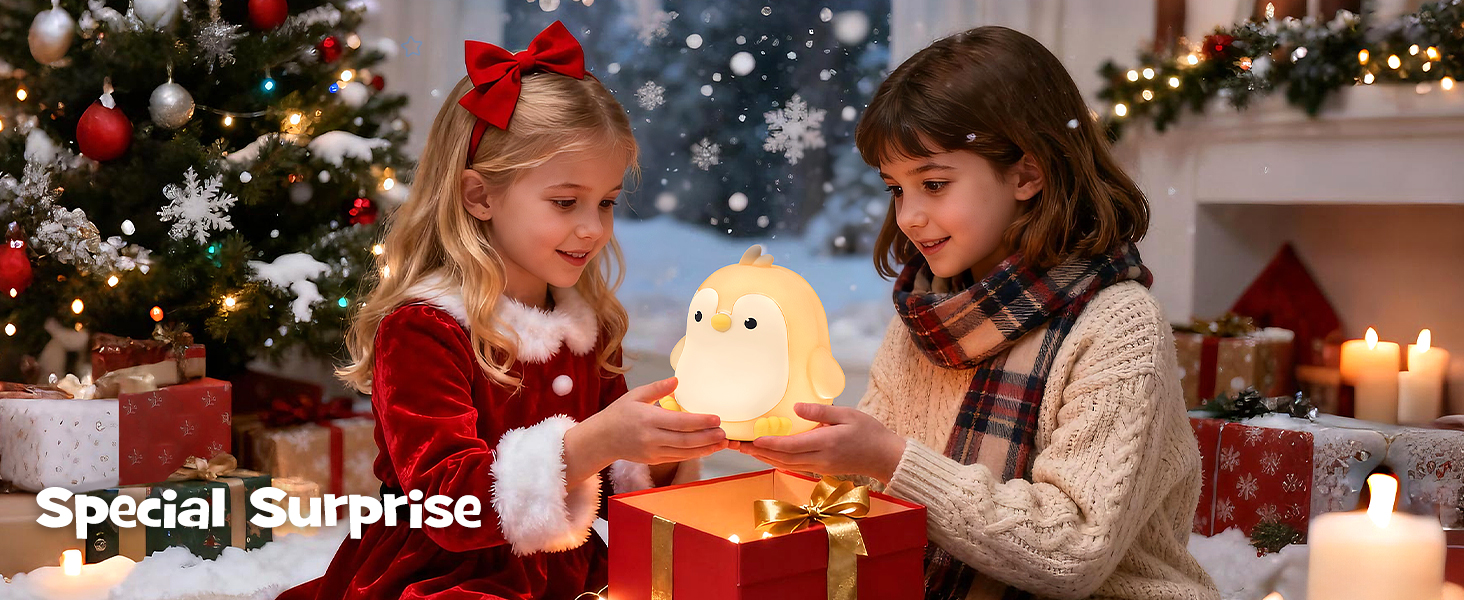 Greprety squishy penguin night light with rgb modes 3 brightness timer