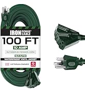 Iron Forge Cable 100ft Green Outdoor Extension Cord with 3 Outlets - 16/3 SJTW 100ft Extension Co...