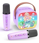 Mermaid Mini Karaoke Machine Toys: Kids Toys Girls Birthday Gifts Age 3-12+ LED Portable Bluetoot...