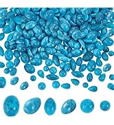 PH PandaHall 300pcs Turquoise Stone Cabochon 6 Styles Half Round Synthetic Cabochon Tiles Oval Fl...