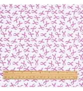 BENECREAT Polycotton Cancer Awareness Ribbon Hearts Fabric, 57x39 Inch Cancer Awareness Upholster...