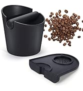 Laelr Espresso Knock Box and Espresso Tamper Mat Shock-Absorbent Knock Box with Removable Knock B...