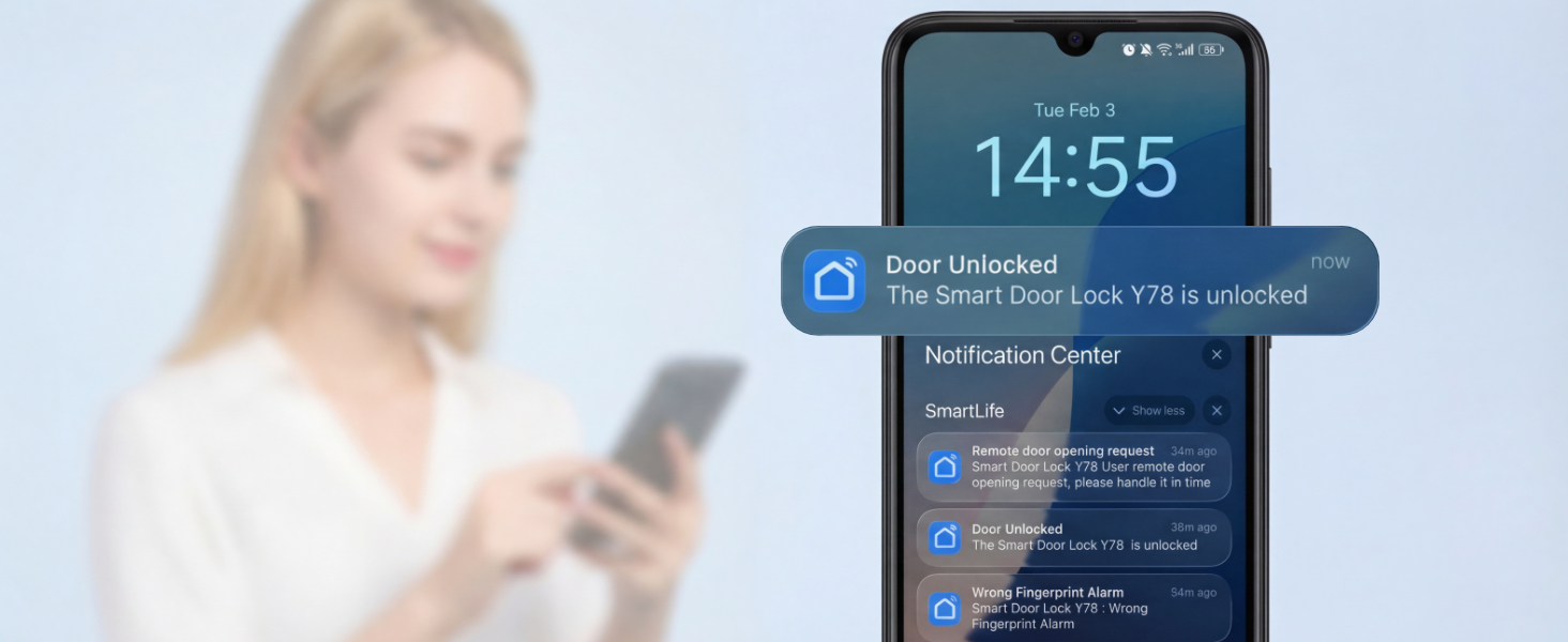 Receive real-time door activity alerts and security notifications on phone