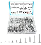 Hincell 540pcs M3 Phillips Pan Head Machine Screws, Metric Screws Bolts Washers Nuts Kit, 304 Sta...