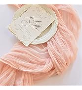 Joanlody Peach Cheesecloth Table Runner 10Ft Rustic Gauze Table Runner 38x120 Inches Boho Tablecl...