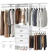 Armocity 5FT Small Closet System with 3 Fabric Drawers, 60 Inches Walk In Closet Organizer System...