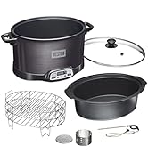WESTON BRANDS 2-in-1 Indoor Electric Smoker &amp; Programmable Slow Cooker, 6 Quart, With 3-Tier Smok...