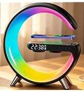 Smart LED Table Lamp with Wireless Charger, RGB Night Light, Bluetooth Speaker, Sunrise Alarm Clo...