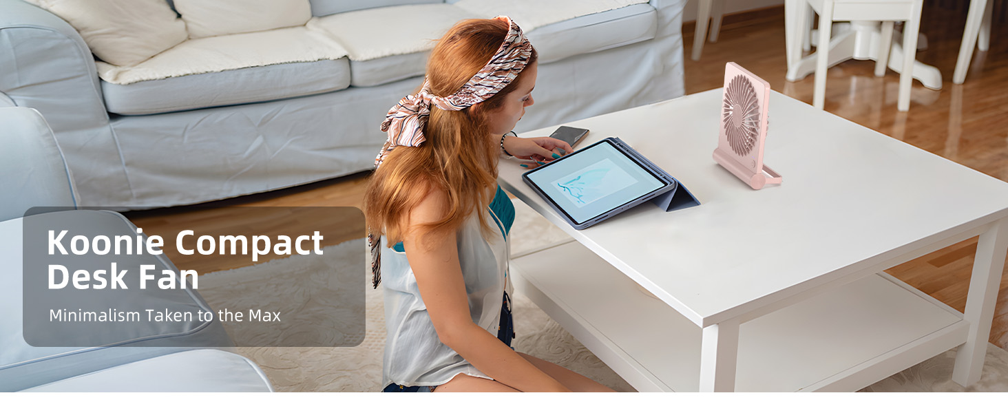 Koonie USB Fan, Strong Wind Ultra Quiet Small Desk Fan