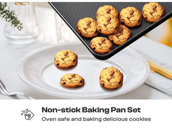 Nonstick Carbon Steel Bakeware 16-Piece Set - Includes Heart-Shaped Pan, Donut Pan, Oven Mitts