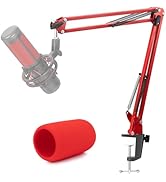 Red Mic Arm Compatible with HyperX QuadCast S - Premium QuadCast Boom Arm Stand for Gaming, Strea...