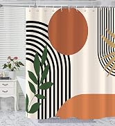 GKLEASG Boho Shower Curtain, Abstract Mid Century Modern Sun Tropical Leaf Machine Washable Water...
