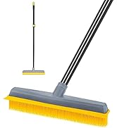 Pet Hair Broom Rubber Broom 59" Long Handle with Build-in Squeegee Silicone Broom for Sweeping Ha...