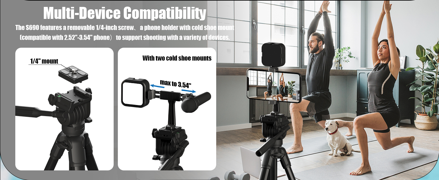 Camera tripod supporting multiple accessories