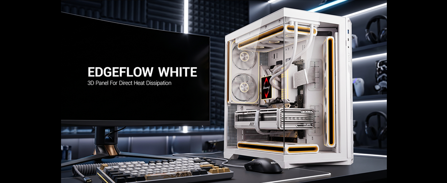 EDGEFLOW ATX PC GAMING CASE WHITE