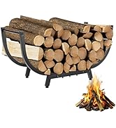 RIDGEPOLE 30" Curved Firewood Rack Outdoor, Reinforced Steel Log Holder Indoor, Stable Firewood S...