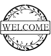 JINGIHE Metal Welcome Sign for Front Door, 11.8 Inch Black Wall Decor, Home Letters Wreath Hangin...
