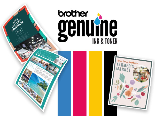 Brother MFC-J1360DW computer printers color print samples, Brother Genuine Ink &amp;amp; Toner logo