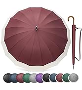 G4Free 54 Inch Large Windproof Umbrella for 2 Persons, 16 Ribs Auto Open Classic Wooden J Handle ...
