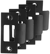 Homoyoyo 4Pcs Black Strike Plates for Interior and Exterior Doors, Adjustable Deadbolt Strike Pla...