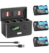 Artman LP-E6NH Battery 3-Pack 2750mAh and 4-Slot LCD Charger for Canon EOS R R5 R6 R7,R5 Mark II,...