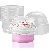 8oz Clear Plastic Cups with Dome Lids, 50 Sets Dessert Cups with Lids with Hole, Disposable Party...