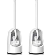 Toilet Brush, 2 Pack Toilet Brush and Holder Set with Durable Curved Bristles Toilet Scrubber, To...