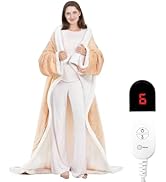 HOW'S MY HOUSE Wearable Heated Blanket with Foot Pocket, Electric Snuggle Blanket with Sleeves, F...
