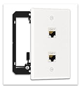 FGB 2 Pack 2 Port Ethernet Wall Plate Single Gang Ethernet Wall Plate with Mounting Bracket