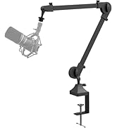 Microphone Boom Arm Mic Stand,Adjustable Suspension Boom Scissor Arm Holder and Heavy Duty Clamp,...
