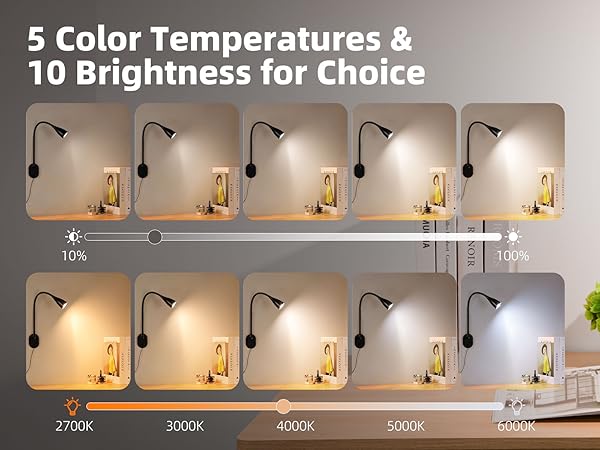 Adjustable 5 Color 10 brightness levels wall lights for bedroom