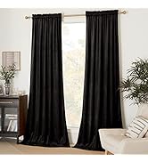 NICETOWN Halloween Black Velvet Curtain, Bedroom Velvet Blackout Curtain Panels, Solid Heavy Matt...