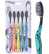 Activated Charcoal Toothbrush 5 Pack Extra Soft Ultrafine Bamboo Bristle Natural Teeth Whitening ...