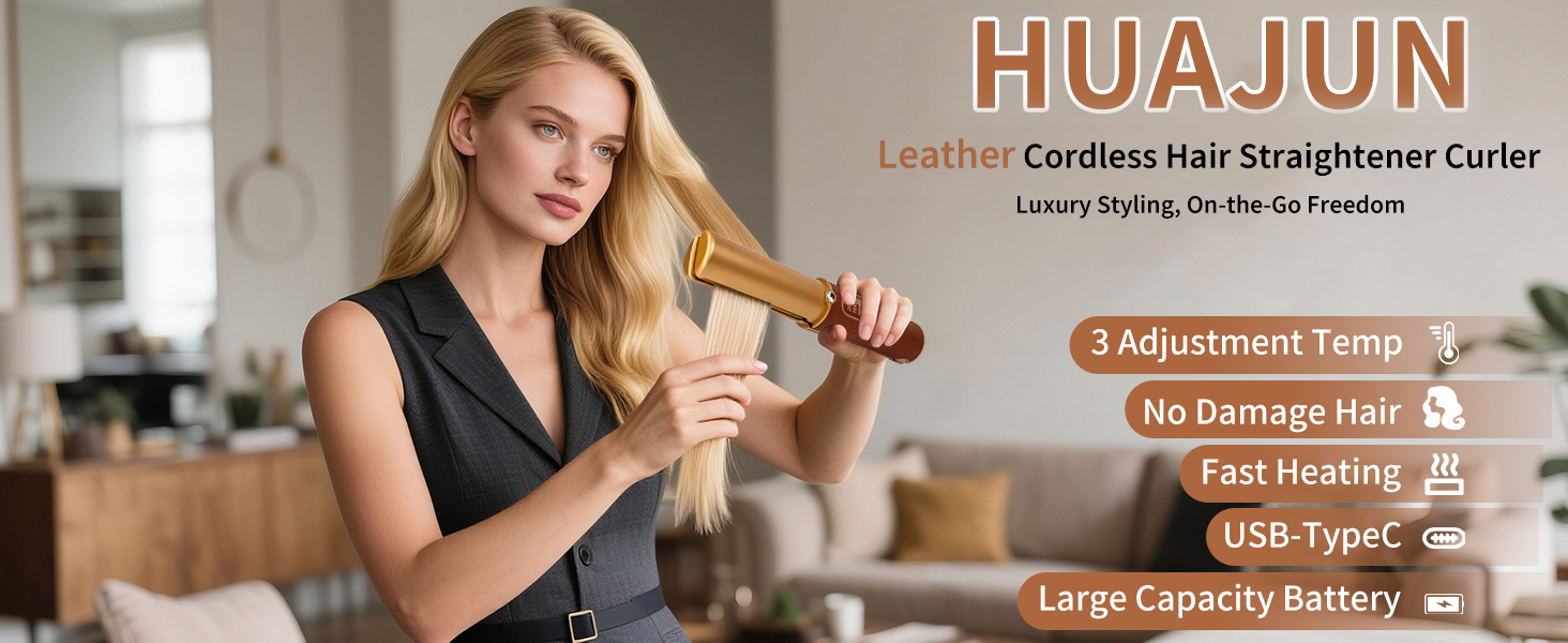 Leather Cordless Hair Straightener Curler