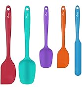 HOTEC Food Grade Silicone Rubber Spatula Set for Baking, Cooking, and Mixing High Heat Resistant ...