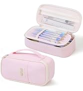 SKYDUE Pink Pencil Case for Girls – Large Capacity Zippered Pencil Pouch with Multi-Compartment, ...