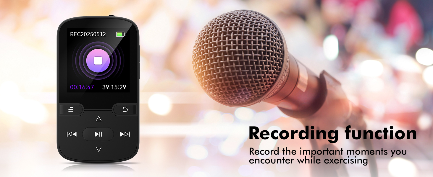 64GB MP3 Player with Bluetooth 5.3 and Clip, Portable HiFi Sports Music Player for Kids (28g)