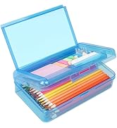 DANRONG Plastic Pencil Box, Large Capacity Pencil Case, Pencil Boxes Double Layer for Kids Adults...