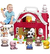 Aigybobo Farm Animals Big Barn Toys for 1 2 3 Year Old, Toddler Montessori Learning Toy, Farm Pla...