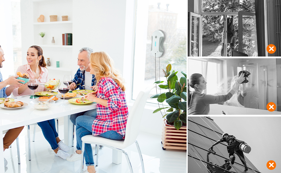 Series of lifestyle photographs showing various domestic scenes including dining, cooking, and family activities in home settings.