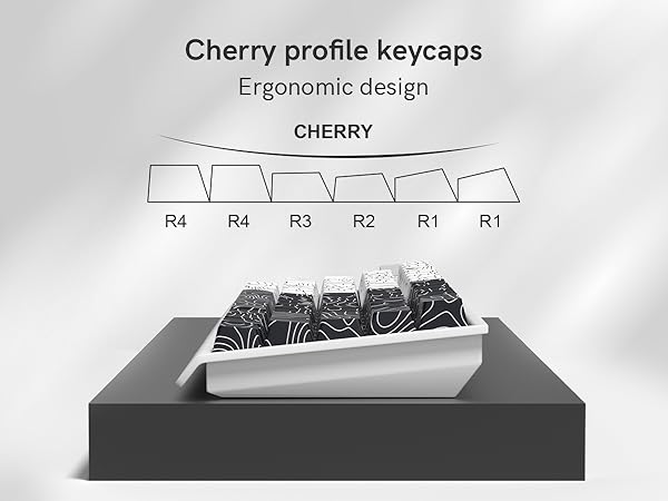 womier PBT keycap,White/Black Topographic keycaps 60 75 Percent,Shine Through keycaps,Side Print